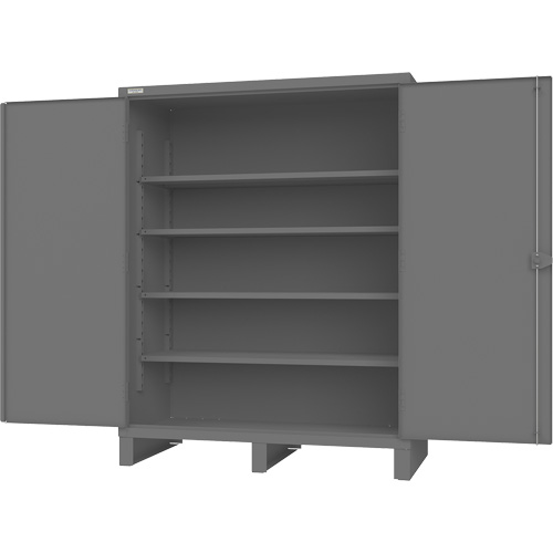 Cabinet with Recessed Doors, Steel, 4 Shelves, 78" H x 60" W x 30" D, Grey Nassau Supply
