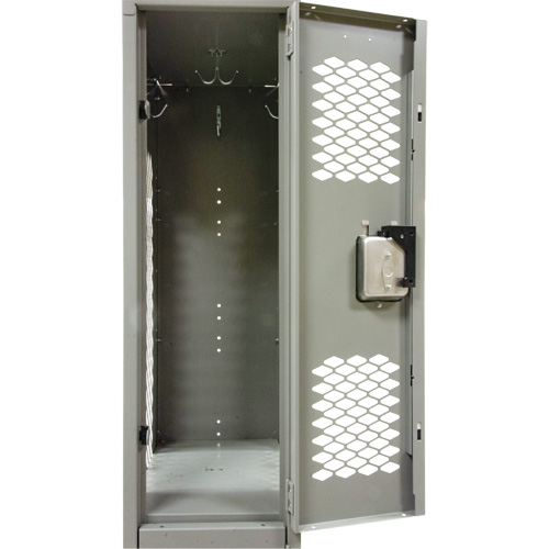 Casiers ventil&eacute;s, 2 niveaux, 12" x 18" x 88", Acier, Gris, D&eacute;mont&eacute;, Perfor&eacute; Nassau Supply