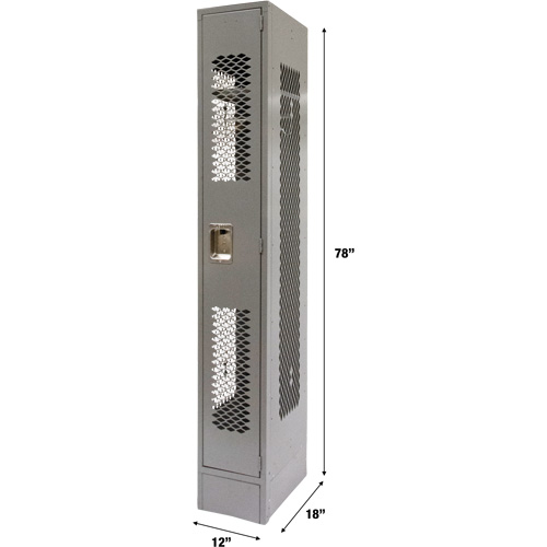 Vented Lockers, 12" x 18" x 78", Steel, Grey, Knocked Down, Perforated Nassau Supply