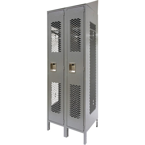 Casiers ventil&eacute;s, Bloc de 2, 24" x 18" x 88", Acier, Gris, D&eacute;mont&eacute;, Perfor&eacute; Nassau Supply