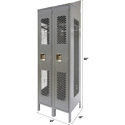 Casiers ventil&eacute;s, Bloc de 2, 24" x 18" x 88", Acier, Gris, D&eacute;mont&eacute;, Perfor&eacute; Nassau Supply