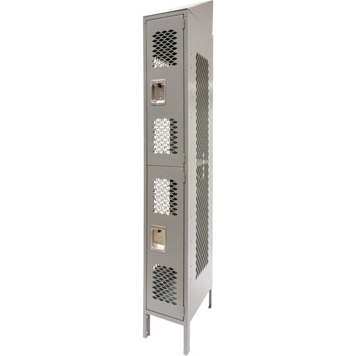 Casiers ventil&eacute;s, 2 niveaux, 12" x 18" x 88", Acier, Gris, D&eacute;mont&eacute;, Perfor&eacute; Nassau Supply