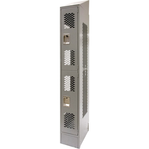 Casiers ventil&eacute;s, 2 niveaux, 12" x 18" x 88", Acier, Gris, D&eacute;mont&eacute;, Perfor&eacute; Nassau Supply