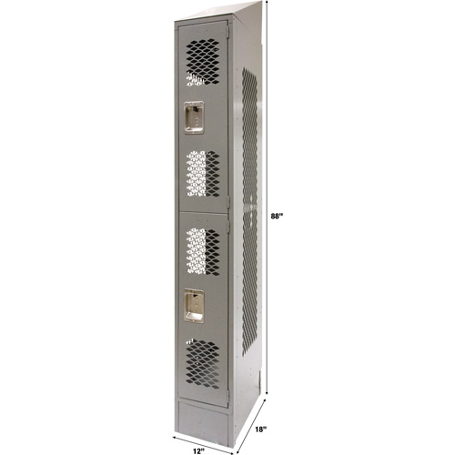 Casiers ventil&eacute;s, 2 niveaux, 12" x 18" x 88", Acier, Gris, D&eacute;mont&eacute;, Perfor&eacute; Nassau Supply