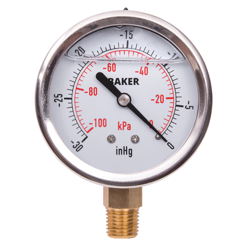Pressure Gauges, 2-1/2" , 30" Hg-0" Vac., Bottom Mount, Liquid Filled Analogue Nassau Supply