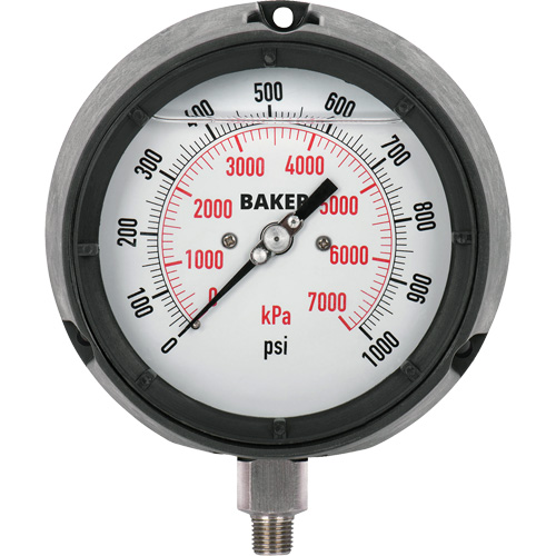 LF Series Pressure Gauge, 4-1/2" , 0-1000 psi, Bottom Mount, Analogue Nassau Supply