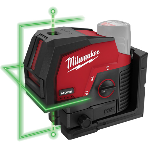 Laser vert &agrave; lignes crois&eacute;es et points d'aplomb M12 sans fil (outil seulement) Nassau Supply