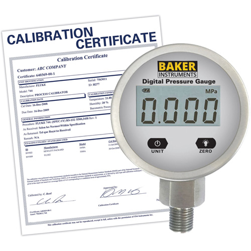 B5000 Series Pressure Gauge with ISO Certificate, 2-1/2" , 0 - 1000 psi, Bottom Mount, Digital Nassau Supply