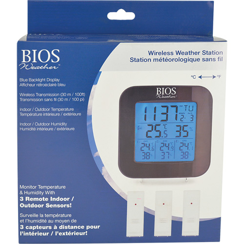 Station m&eacute;t&eacute;orologique sans fil avec 3 capteurs, Sans contact, Num&eacute;rique, 40-158°F (-40-70°C) Nassau Supply