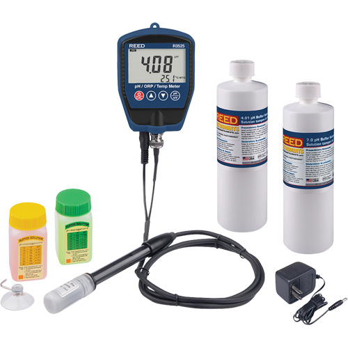Trousse pH/mV-m&egrave;tre avec solution tampon et adaptateur d'alimentation Nassau Supply