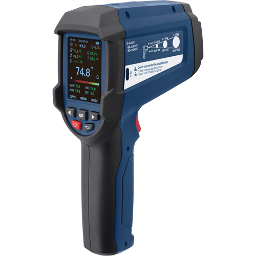 Professional Infrared Thermometer with Integrated Type K Thermocouple, -58 - 3362°F (-50 - 1850°C), 55:1, Adjustable Emmissivity Nassau Supply