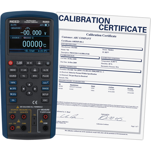 Multifunction Process Calibrator with ISO Certification, Without Data Logging, Portable, 5 Processes Nassau Supply