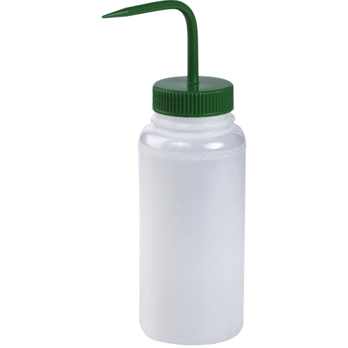 Flacon de lavage en poly&eacute;thyl&egrave;ne &agrave; large goulot avec bouchon en polypropyl&egrave;ne vert Nassau Supply