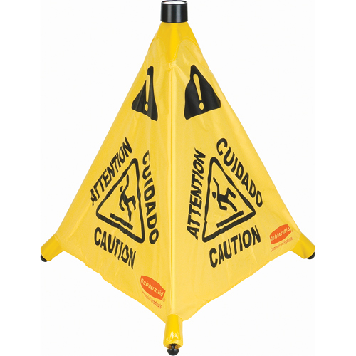 C&ocirc;nes de s&eacute;curit&eacute; &agrave; ouverture automatique, Trilingue avec pictogram Nassau Supply