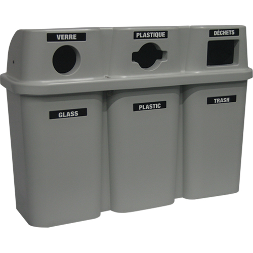 Contenants de recyclage Bullseye, Bord de rue, Plastique, 3 x 22 gal. US Nassau Supply