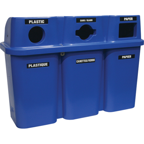 Contenants de recyclage Bullseye, Bord de rue, Plastique, 3 x 22 gal. US Nassau Supply