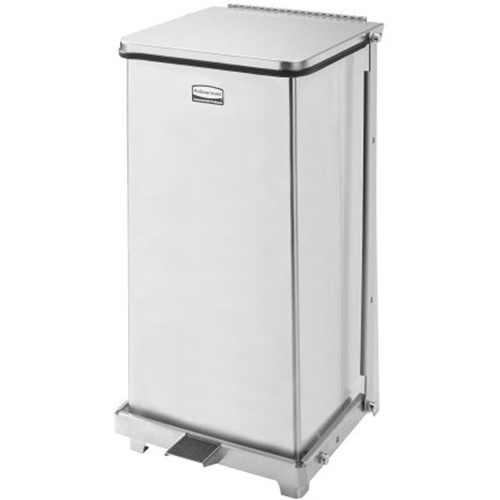Corbeille &agrave; p&eacute;dale carr&eacute;e avec doublure Defenders, Acier inoxydable, Capacit&eacute; 6,5 gal. US Nassau Supply