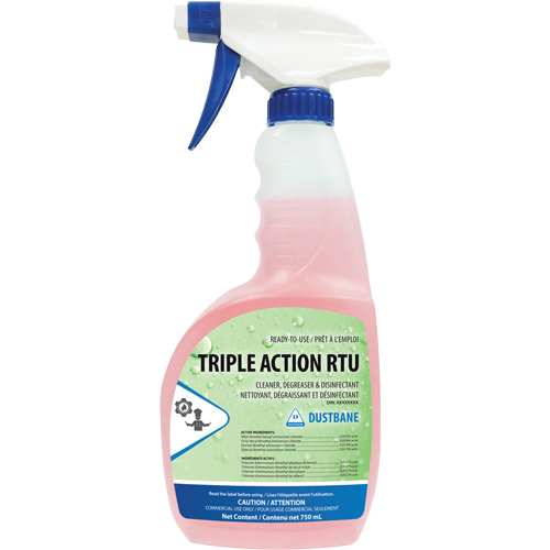 Action triple - nettoyant, d&eacute;graissant et d&eacute;sinfectant, 750 ml, Bouteille &agrave; g&acirc;chette Nassau Supply