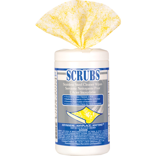 Lingettes nettoyantes pour l'acier inoxydable, 30 lingettes, 10-1/2" x 9-3/4" Nassau Supply