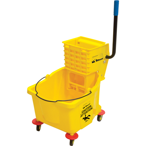 Mop Bucket and Wringer, Side Press, 9.5 US Gal.(38 Quart), Yellow Nassau Supply