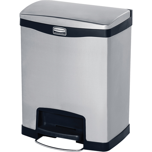 Slim Jim&reg; Waste Container, Stainless Steel, 8 US gal. Capacity Nassau Supply