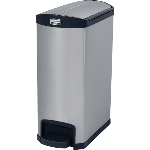 Slim Jim&reg; Waste Container, Stainless Steel, 13 US gal. Capacity Nassau Supply