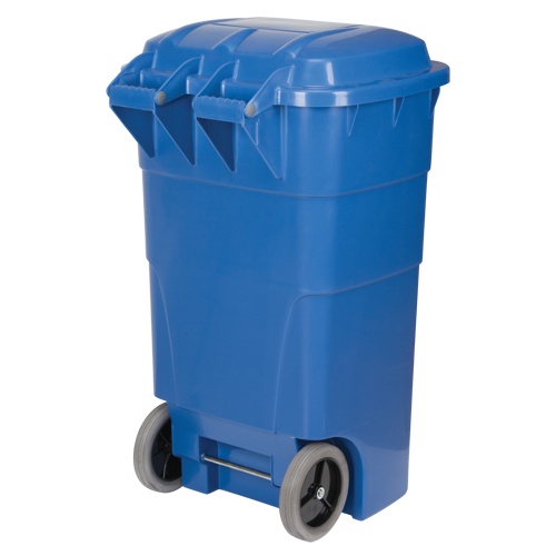 Bac de recyclage roulant, Bord de rue, Poly&eacute;thyl&egrave;ne, 65 gal. US Nassau Supply
