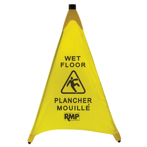 "Wet Floor" Pop-Up Safety Cone, Bilingual with Pictogram Nassau Supply