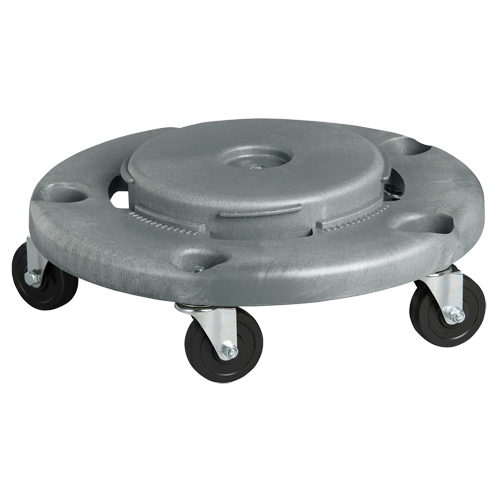 Socle roulant pour contenant &agrave; d&eacute;chets, Poly&eacute;thyl&egrave;ne, Gris, Convient aux contenants 24" dia. Nassau Supply