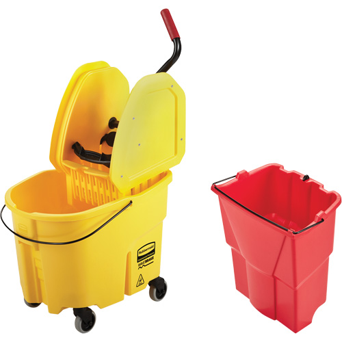 Ensemble de seau pour vadrouille et essoreuse WaveBrake, Pression vers le bas, 8,75 gal. US (35 pintes), Jaune Nassau Supply