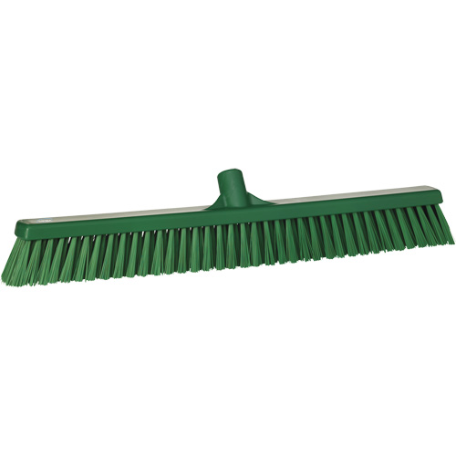 Combo Bristle Push Broom, Coarse/Fine Bristles, 24", Polyester, Green Nassau Supply