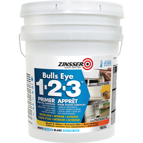 Appr&ecirc;t &agrave; base d'eau Bulls Eye 1-2-3, 18,9 L, Seau, Blanc Nassau Supply