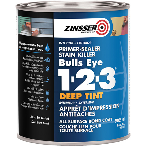 Appr&ecirc;t &agrave; teinte profonde Bulls Eye 1-2-3, 902 ml, Canette, Blanc Nassau Supply