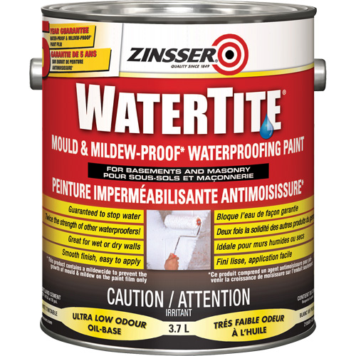 Peinture &agrave; l'&eacute;preuve de l'eau Watertite Mold & Mildew-Proof, Blanc, Satin&eacute;, 3,78 L, Gallon Nassau Supply