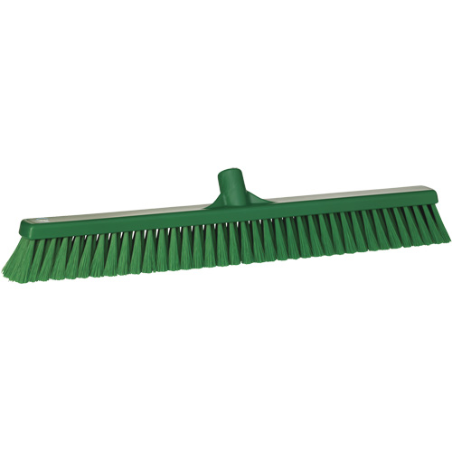 Small Particle Push Broom Head, Fine Bristles, 24", Polyester, Green Nassau Supply