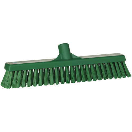 Combo Bristle Push Broom Head, Coarse/Fine Bristles, 16-1/2", Polyester, Green Nassau Supply