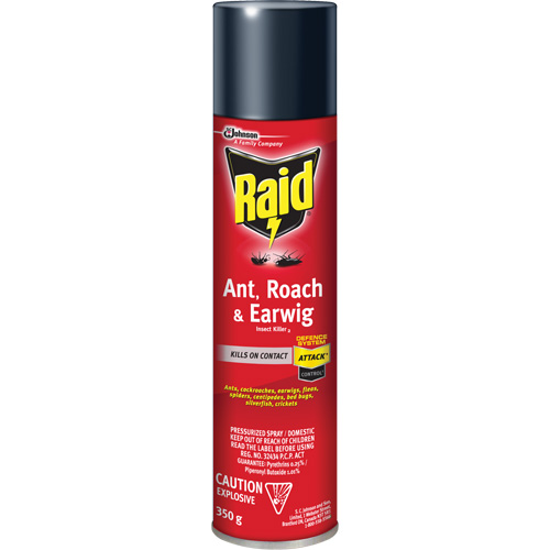Raid&reg; Ant, Roach & Earwig Insect Killer, 350 g, Solvent Base Nassau Supply