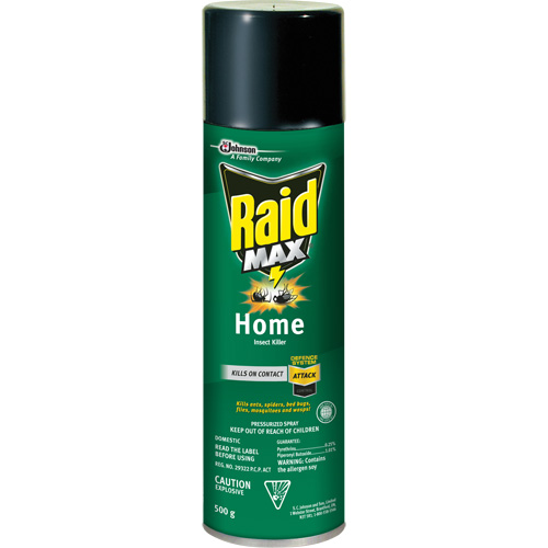Raid&reg; Max&reg; Home Insect Killer Insecticide, 500 g, Aerosol Can, Solvent Base Nassau Supply