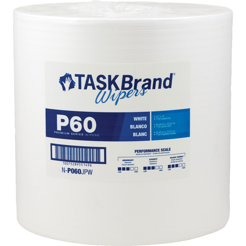 TaskBrand&reg; P60 Premium Series Wipers, All-Purpose, 13" L x 12" W Nassau Supply