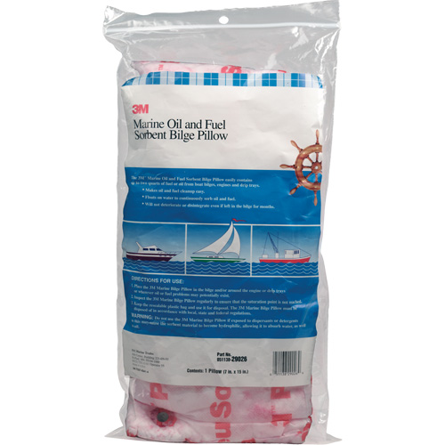 Marine Oil and Fuel Absorbent Bilge Pillow, Oil Only, 15" L x 7" W, 12.1 gal Absorbency/Pkg. Nassau Supply