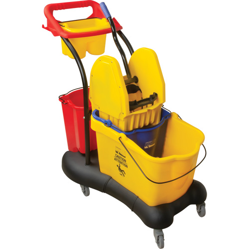 Chariot &agrave; vadrouille multifonction, Pression vers le bas, 9,5 gal. US (38 pintes), Jaune Nassau Supply