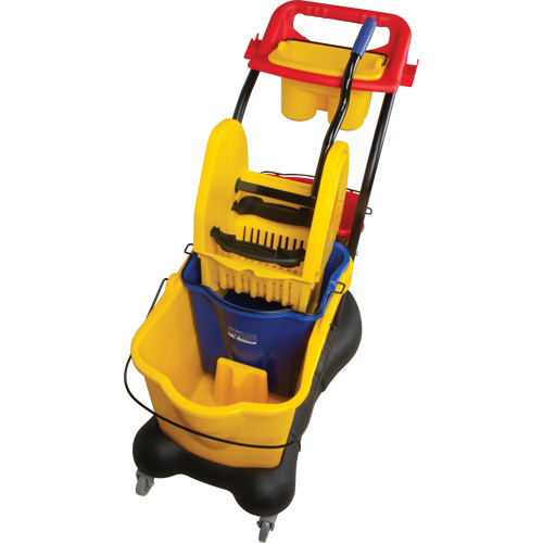 Chariot &agrave; vadrouille multifonction, Pression vers le bas, 9,5 gal. US (38 pintes), Jaune Nassau Supply