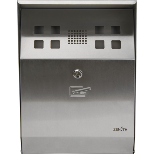 Smoking Receptacle, Wall-Mount, Stainless Steel, 1.6 Litres Capacity, 13-4/5" Height Nassau Supply