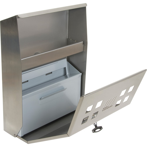Smoking Receptacle, Wall-Mount, Stainless Steel, 1.6 Litres Capacity, 13-4/5" Height Nassau Supply