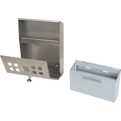 Smoking Receptacle, Wall-Mount, Stainless Steel, 1.6 Litres Capacity, 13-4/5" Height Nassau Supply