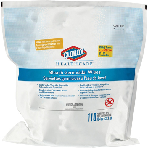 Recharge de lingettes d&eacute;sinfectantes &agrave; l'eau de Javel Healthcare Recharge, 110 lingettes Nassau Supply