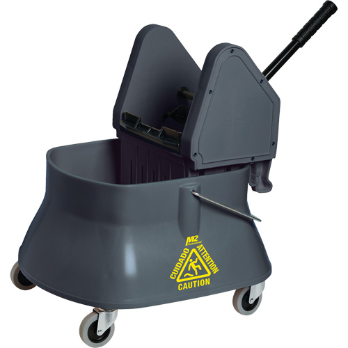Seau pour vadrouille et essoreuse Champ, Pression vers le bas, 6,5 gal. US (26 pintes)/7,5 gal. US (30 pintes), Gris Nassau Supply