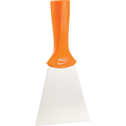 Grattoir en acier inoxydable avec poign&eacute;e montable sur manche, Orange, 4" la x 8" lo Nassau Supply