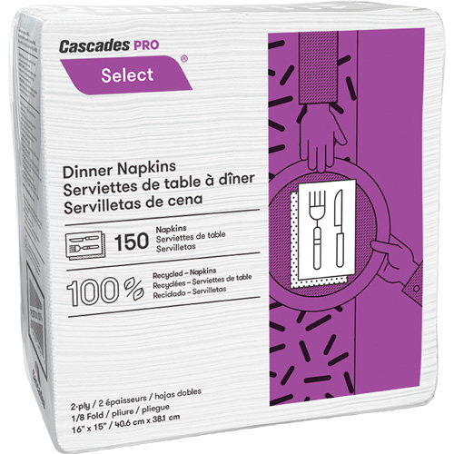 Pro Select&reg; 1/8 Fold Dinner Napkin, 2 Ply, 15" x 16" Nassau Supply