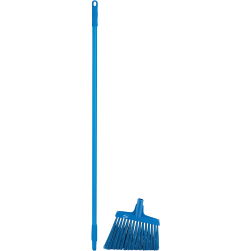Angle Broom Head with Handle, X-Coarse Bristles, 12", Polyester, Blue Nassau Supply